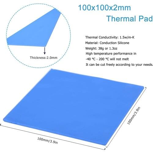3PCS Thermal Pad, Silicone Thermal Conductive Sheets Heatsink 100x100x2mm for IC SSD CPU GPU Raspberry Pi LED Chipset Cooling