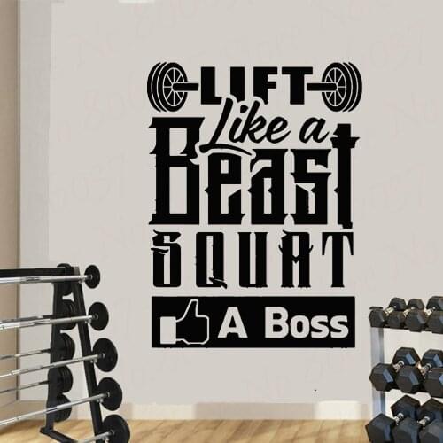 Gym Wall Vinyl Decal Lift Like A Beast Squat Like A Boss Motivational Fitness Vinyl Sticker Sport Gym Quote Art Decor WL1099