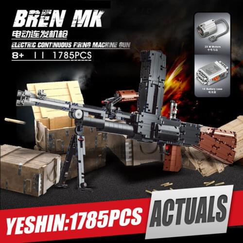 Yeshin 15002 High-Tech Toys The Motorized Electric Continuous Firing Machine Block Gun Building Blocks Brick Kids Christmas Gift