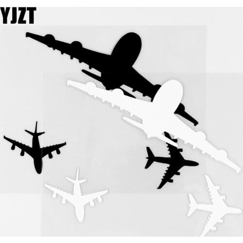 YJZT 14.6×11.5CM Airplane Car Sticker Vinyl Decals Personality Car Body Decor Cool Black / Silver 10A-0665