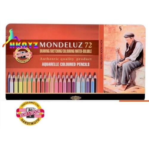 1sets KOH-I-NOOR 48/72 Colors mondeluz aquarelle coloured pencils Iron box water-soluble color lead professional for studets