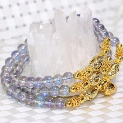 10 Colors Electroplate Crystal Beads Strand Bracelets Multilayer Bangle For Women 6mm Round Pendant Diy Bracelets Jewelry B2244