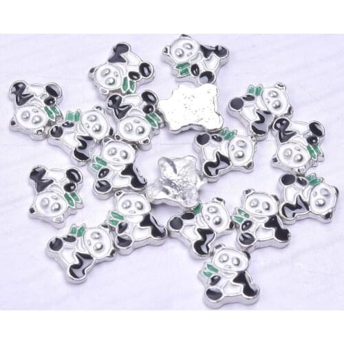 20Pcs/lot Metal Panda Floating Charms Finding Living Glass Memory Lockets DIY Jewelry Wholesale