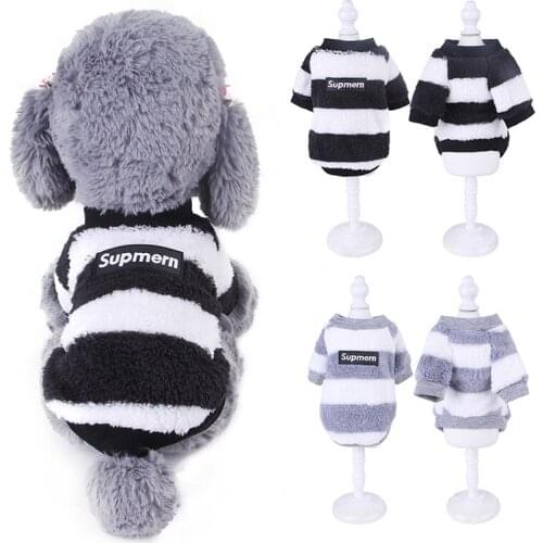 2020 New Arrival Fashion Pet Two-legged Clothes round-Neck Shirt Warm Striped Clothes for Dogs and Cats Cartoon Pets Clothing