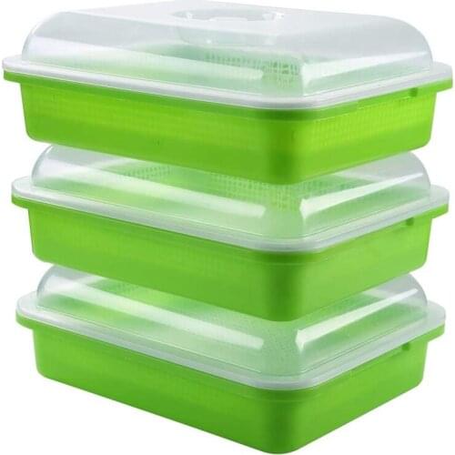 3-Pack Seed Sprouter Tray Soil-Free Big Capacity Healthy Wheatgrass Grower Sprouting Container Kit with Lid CNIM Hot