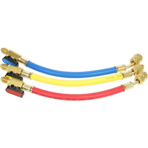 3Pcs R134A R410A R22 R12 800 Psi Manifold Gauge Set A/C Refrigeration Charging Hose High Pressure Hvac Refrigerant Charging Hose