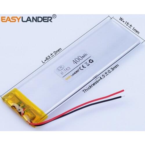 451563 3.7V 400mAh Rechargeable li-Polymer Li-ion Battery For mp3 mp4 DVR GPS PDA bluetooth Speaker toys tools 451565 401565