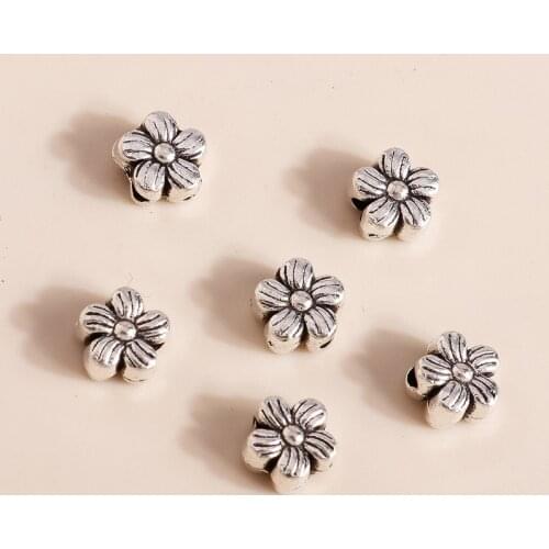 60pcs 6*6mm Tiny Alloy Flowers Connectors Charms Beads for Jewelry Making Accessories Plant Flower for diy Necklaces Earrings