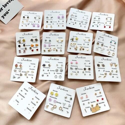 7 Pairs New Studs Earrings Geometric Small Ear Studs For Girl Fashion Piercing Jewelry Gifts Earings Fashion Jewelry 2021