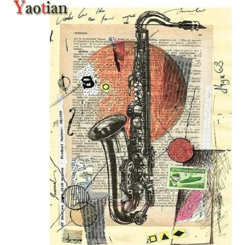 5D Diamond Painting Saxophone Full Square Drill DIY Diamond Embroidery sale Rhinestone Music instrument Halloween Gift Decor