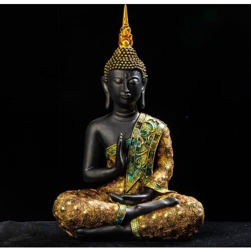Large Buddha Statue Thailand Buda Buddha Sculpture Green Resin Handmade Buddhism Hindu Fengshui Figurine Meditation Home Decor