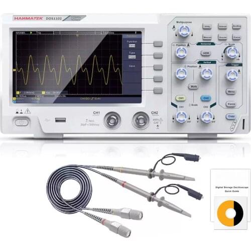HANMATEK DOS1102 Digital Oscilloscope 2 Channels 100MHz 1GS/s Sampling Rate 7 Inch LCD Display Portable Oscilloscope Kit