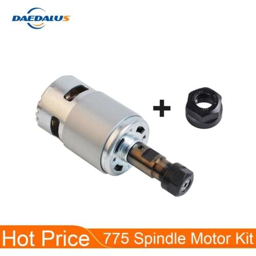 Daedalus 775 Spindle Motor 12V 10000RPM DC Air Cooled Spindle With Nut Extension Rod For CNC 3018 2418 1610 Pro Engraver