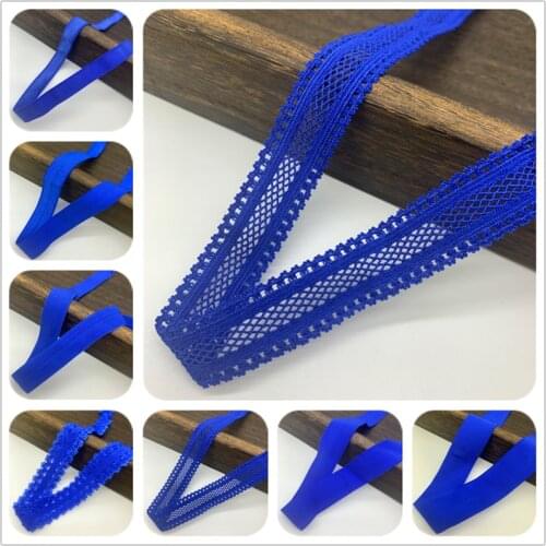 10/15/20/25mm Blue Elastic Ribbon Fold Over Spandex Elastic Band For Sewing Lace Trim Waist Band Garment Accessory