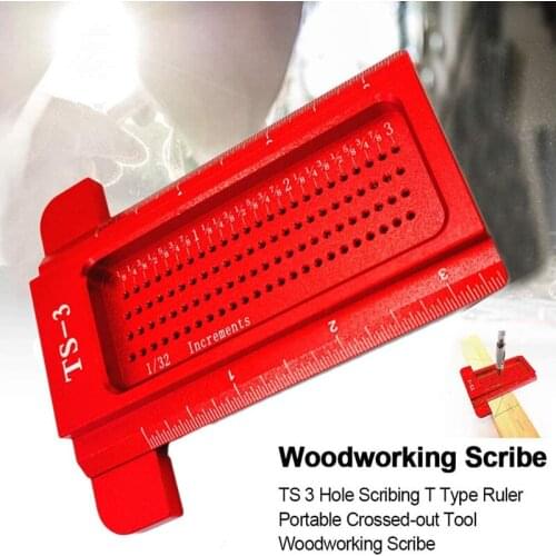 Woodworking Scribe TS-3 Aluminum Alloy Ruler Woodworking Measuring Tool Mini Scriber Ruler Woodworking Tool for home DIY