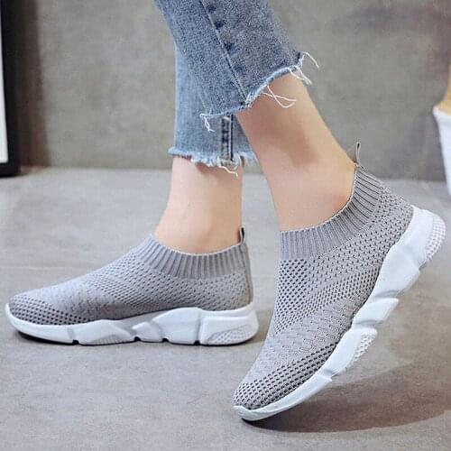 Women Shoes Plus Size Sneakers Women Low Heels Gym Shoes Slip On Women Vulcanize Shoes Casual Sock Shoes White Sneakers