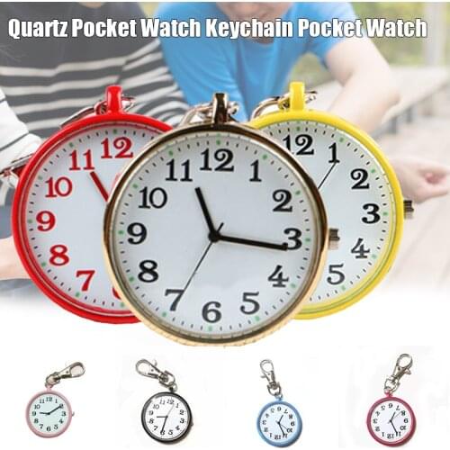 Fashion Pocket Watch Small Round Dial Quartz Analog Keychain Pocket Watch Clock d88
