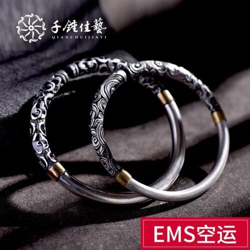 Hammer jiayi snow female 990 fine silver handmade silver bracelet man lovers bracelet great constraint on bracelets