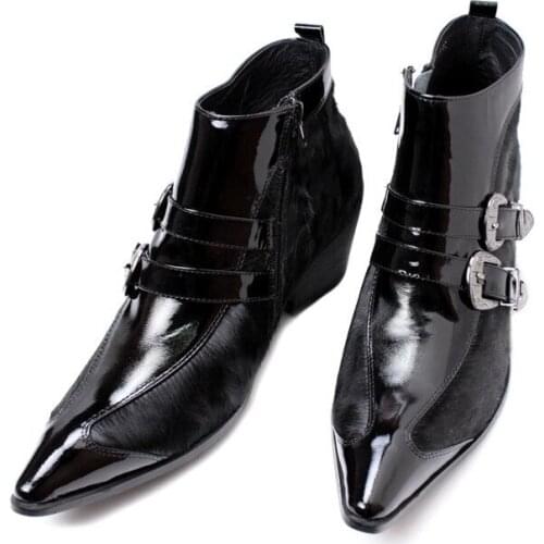 Men sutumn winter new fashion single boots men england style inside increase pointed toes fashion martin boots free shipping