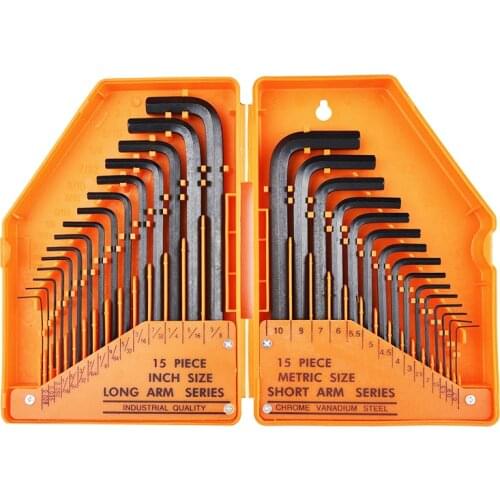 30PCS Hex Wrench Plastic Boxed L-shaped Hex Wrench Set Ball Head Plum Flower Inner Hexagon Key Wrench Combination