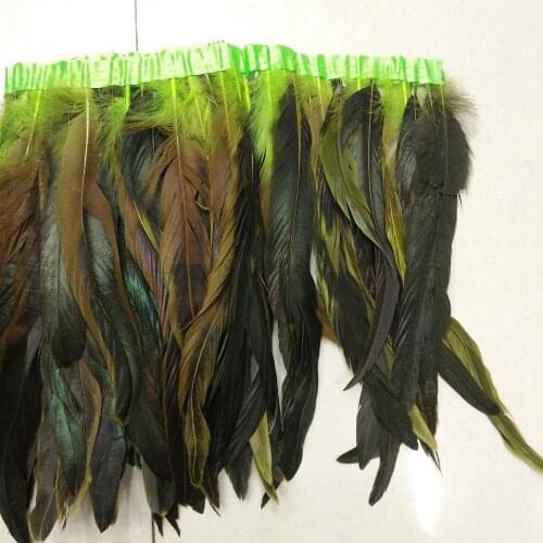Wholesale 1 Meter Fruit Green Natural Rooster Feathers 25-30 cm/10-12 inch For DIY Clothing Stage Performances Decoration