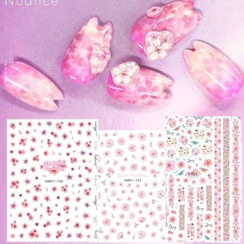 NEWEST JAPAN sakura pink flower SPRING DESIGNS flower 3d nail art stickers decal template diy nail tool decorations