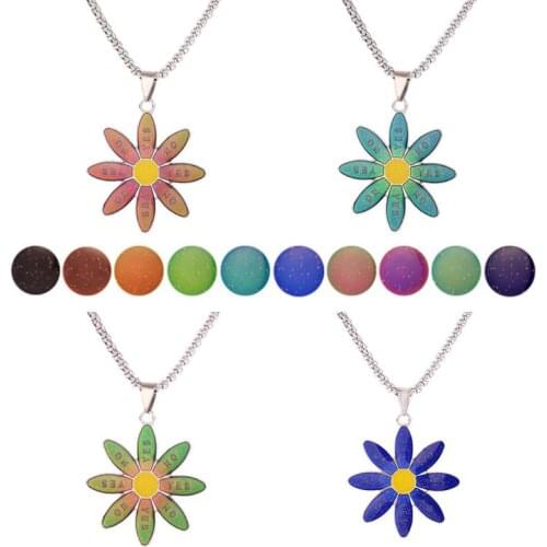 2021 New YES NO Flower Color Change Emotion Feeling Mood Pendant Necklace Jewely 2020 trend