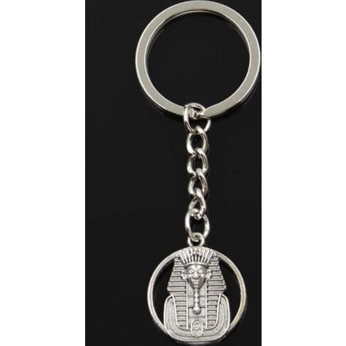 New Keychain 26x23mm Egyptian King Tut Tutankhamen Pendants DIY Men Car Key Chain Ring Holder Keyring Souvenir Jewelry Gift
