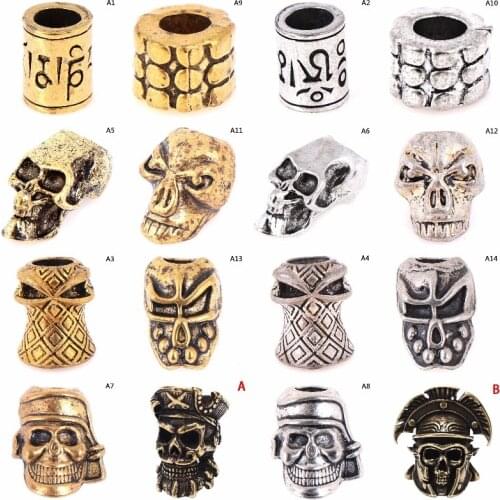 New Paracord Beads Metal Charms Skull for Paracord Bracelet Braided Parts DIY Pendant Buckle Knife Lanyards