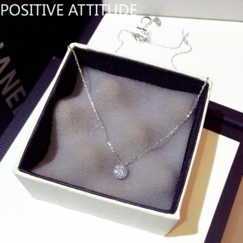 Lovely Round 1 Carat AAAAA CZ White / Rose Gold Womens Necklace Wedding Bride gift Popular Jewelry Bijoux