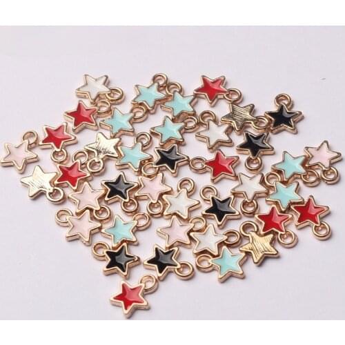 Zinc Alloy Black White Enamel Charms Mini Stars Charms 6mm 50pcs/lot for DIY Jewelry Making Finding Accessories