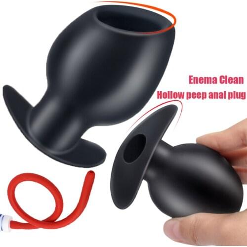 Hollow Goblet Tunnel Butt Plug Enema Cleaner Anal Big Dildo Prostate Massage Vagina Anus Speculum Expander SM Couple Sex Product