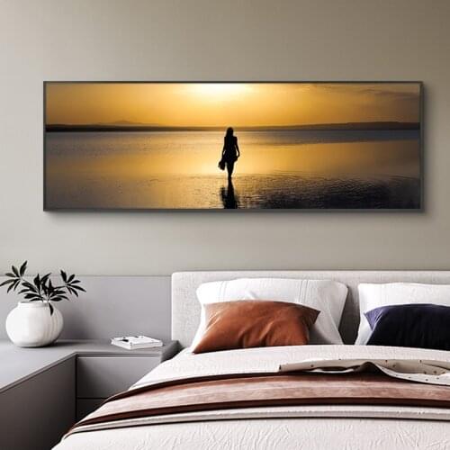 Natural Gold Sea Beach Sunset Landscape Posters and Prints Canvas Painting Scandinavian Wall Art Picture for Living Room Decor