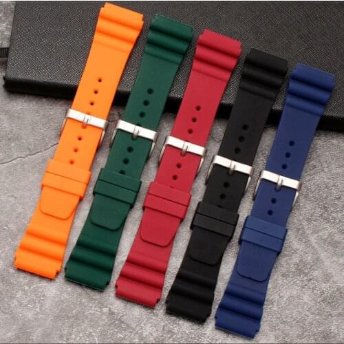 22mm Silicone Sport Strap Watchband Green Men Women Waterproof Rubber Replacement Bracelet Band Belt Watch Accessories for Seiko