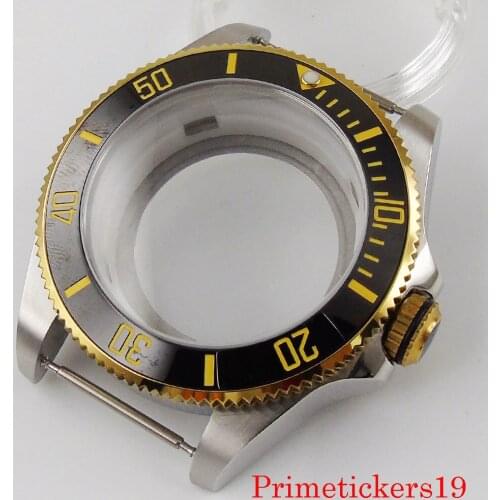 Luxury 43mm stainless steel watch case ceramic bezel insert transparent case back fit NH35 NH36 automatic movement