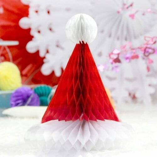 Christmas Decorations Honeycomb Santa Claus Hats Hanging Christmas Ornament Cute Xmas Party Festival Decoration