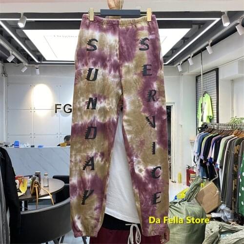 Sunday Service Pants 2020 Men Women Hip Hop Tie DYE Kanye West Sweatpants High Quality Cotton Chorus Tour Pants Sunday Trousers
