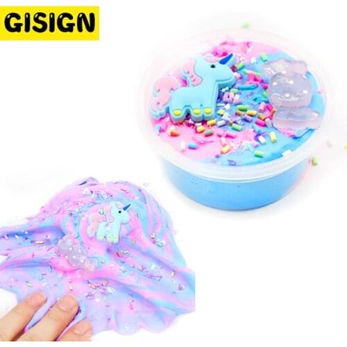 60ml Unicorn Slime Fluffy Plastic Clay Light Colorful Modeling Polymer Clay Sand Plasticine Gum For Handmade Anti stress Toy