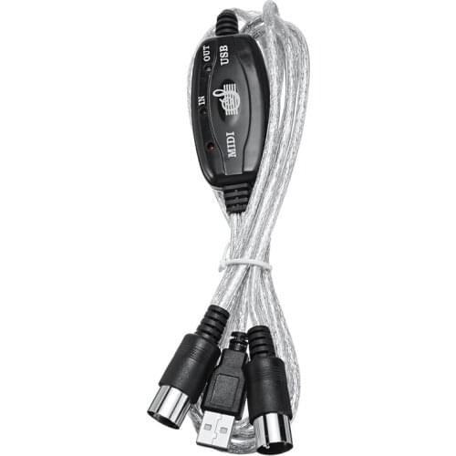 USB IN-OUT MIDI Interface Cable Converter PC to Music Keyboard Adapter Cord Professional MIDI to USB Cable Converter Audio Cable