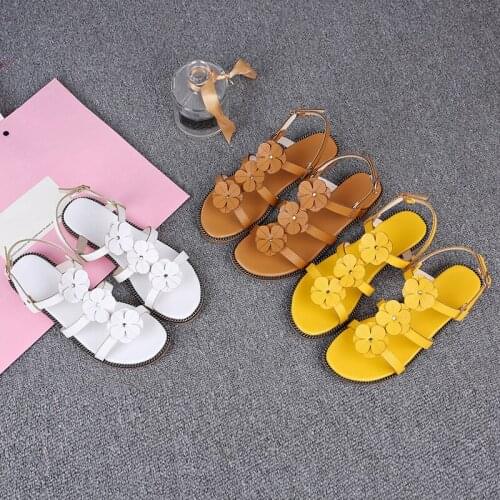 YMECHIC fashion Cheap Apricot White Cute Sweet Flower Woman Sandals 2020 Summer Narrow Band Strap Flat Heel Casual Shoes 35-40