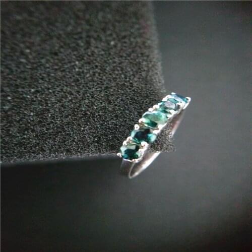 Sapphire Ring for Female Round Shape S925 Sterling Silver Fine Jewelry Girls Tension Mount Wedding Bands Rings for Party