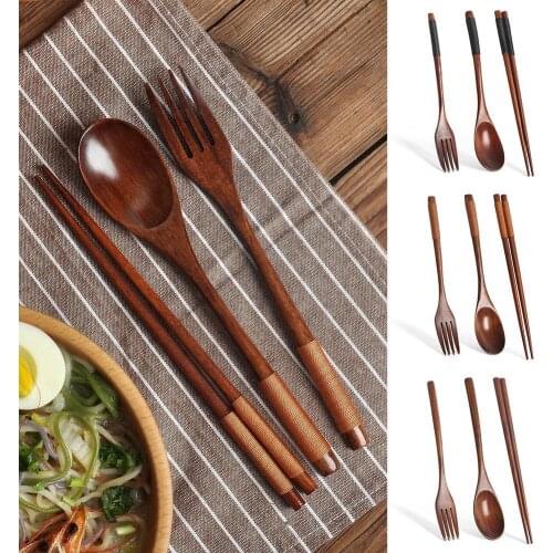 1 Pairs Chopstick 1 Spoons 1 Fork Handmade Japanese Bamboo Spoon Gift Pocket Set With Chopstick Tool Wood Natural Chopstick L6H6