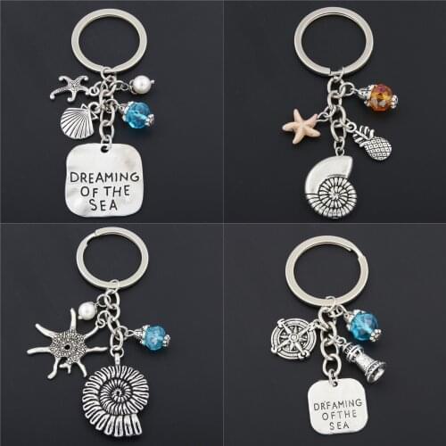 1pc Shell Starfish Keychains Pineapple Keyring For Beach Jewelry Ocean Gift For Women Summer Bag Charms