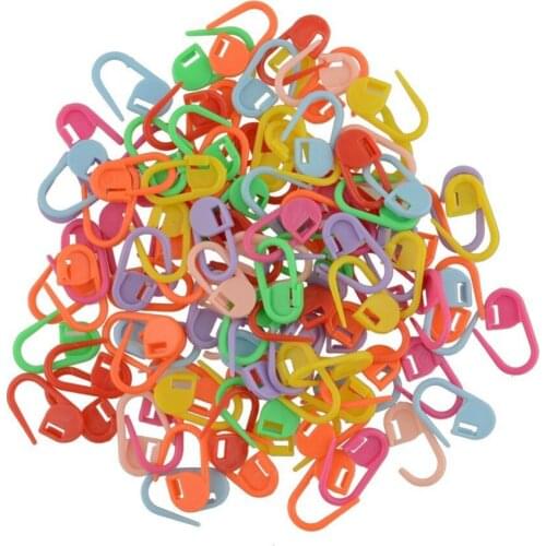 100pcs Colorful Knitting Weave Plastic Crochet Craft Locking Stitch Needle Clip Markers Holder Hook Mixed Color U type needle +B