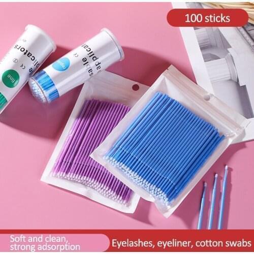 100Pcs/bag Disposable Cotton Swab Eyelash Extension Tool Mascara Applicator Brush Lashes Extension Makeup Applicator Remove Tool