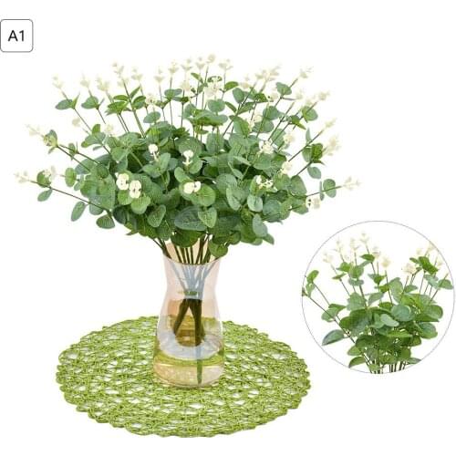 16 Heads Eucalyptus bouquet tree branches silk Artificial leaves home decoration DIY Flower arrangment plant Faux foliage wreath