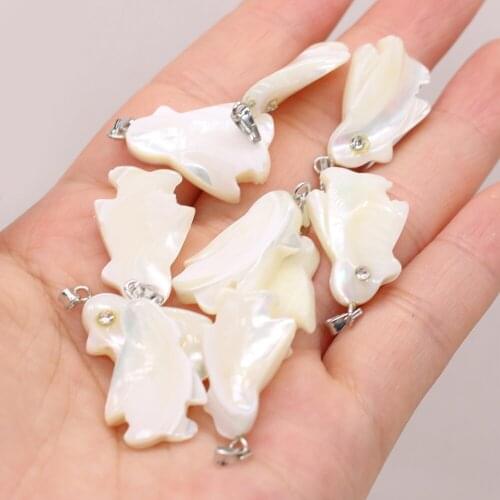 3PCS 2021 New Natural Freshwater Shell White Penguin Shape Pendant Making DIY Fashion Necklace Earrings Jewelry Decoration Gift