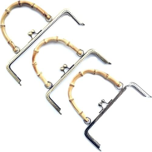 5Pcs Curved Bamboo Flower Lace Square Metal Frame Kiss Clasps Lock Purse Bag Handbag Parts Accessories