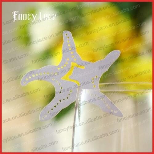 50pcs New Arrival Laser Cut Christmas Decorations Place Cards, Elegent Starfish Seat Cards Paper Party Decor for Wine Glass