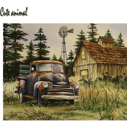 Diamond Painting 5D DIY Diamond Mosaic Embroidery Cross Stitch Kits Farm House Retro Truck Full Square Round Drill Decoration
